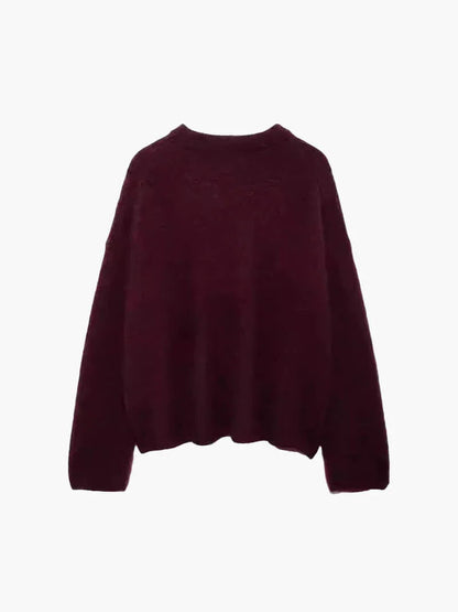 Unifarbener Strickpullover für Damen 0