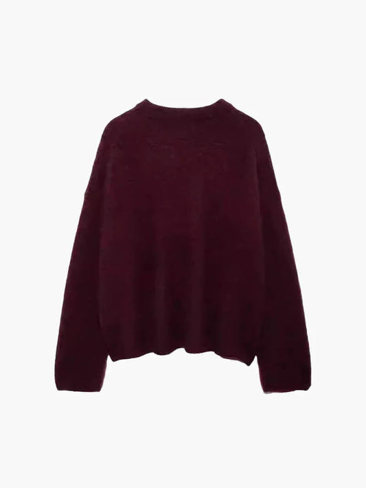 Unifarbener Strickpullover für Damen 0