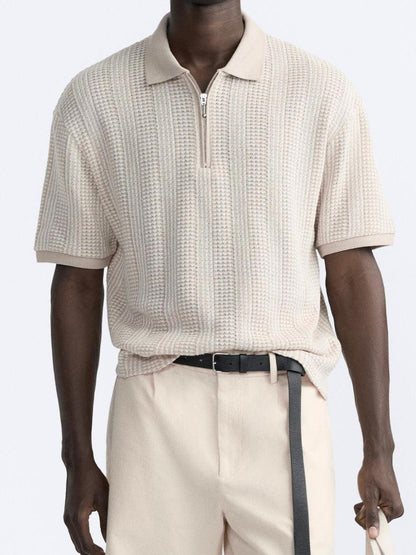 Strick-Polo Reißverschluss Herren Sportlich Modern