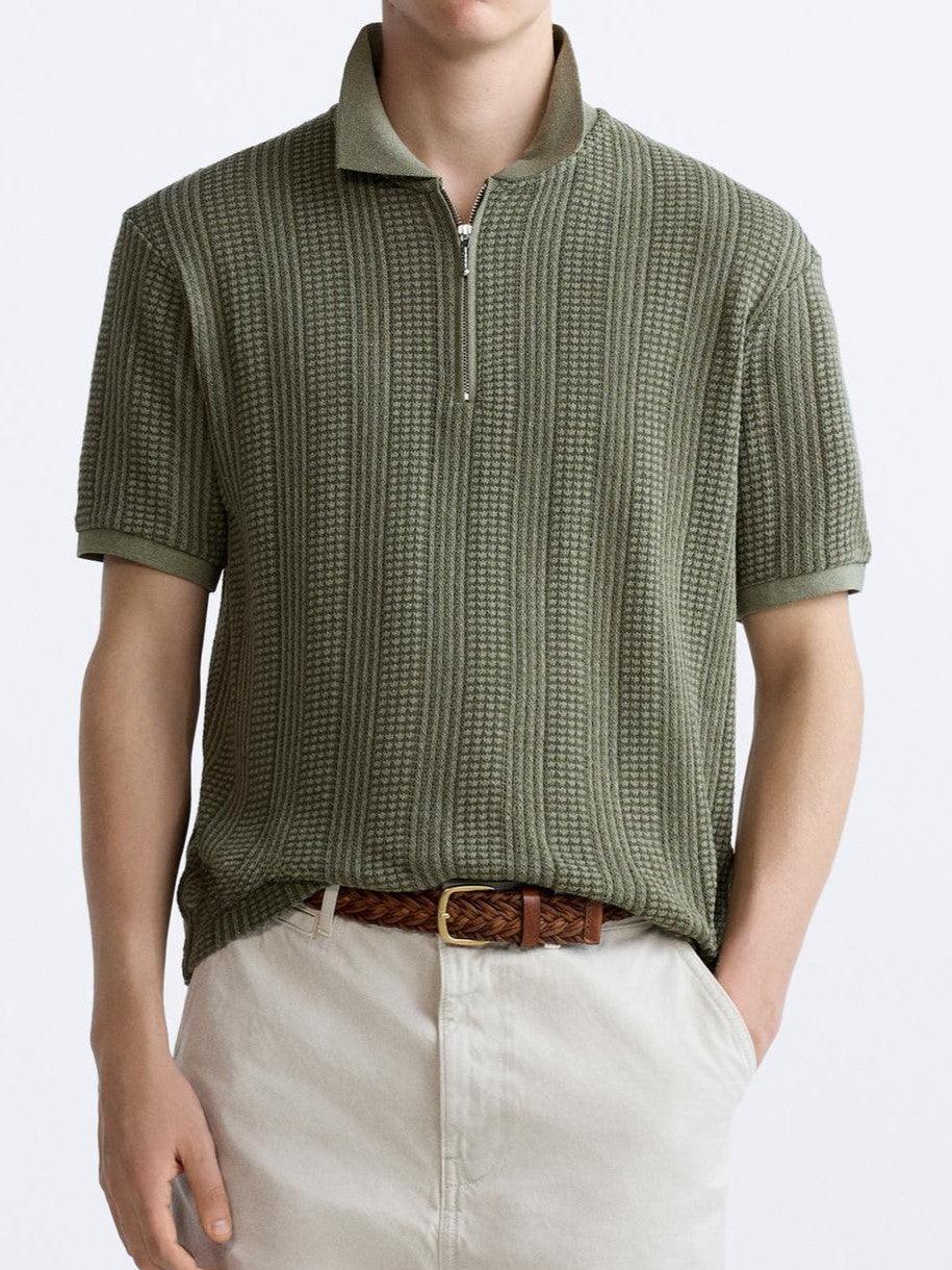 Strick-Polo Reißverschluss Herren Sportlich Modern