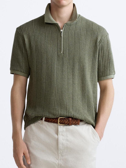 Strick-Polo Reißverschluss Herren Sportlich Modern