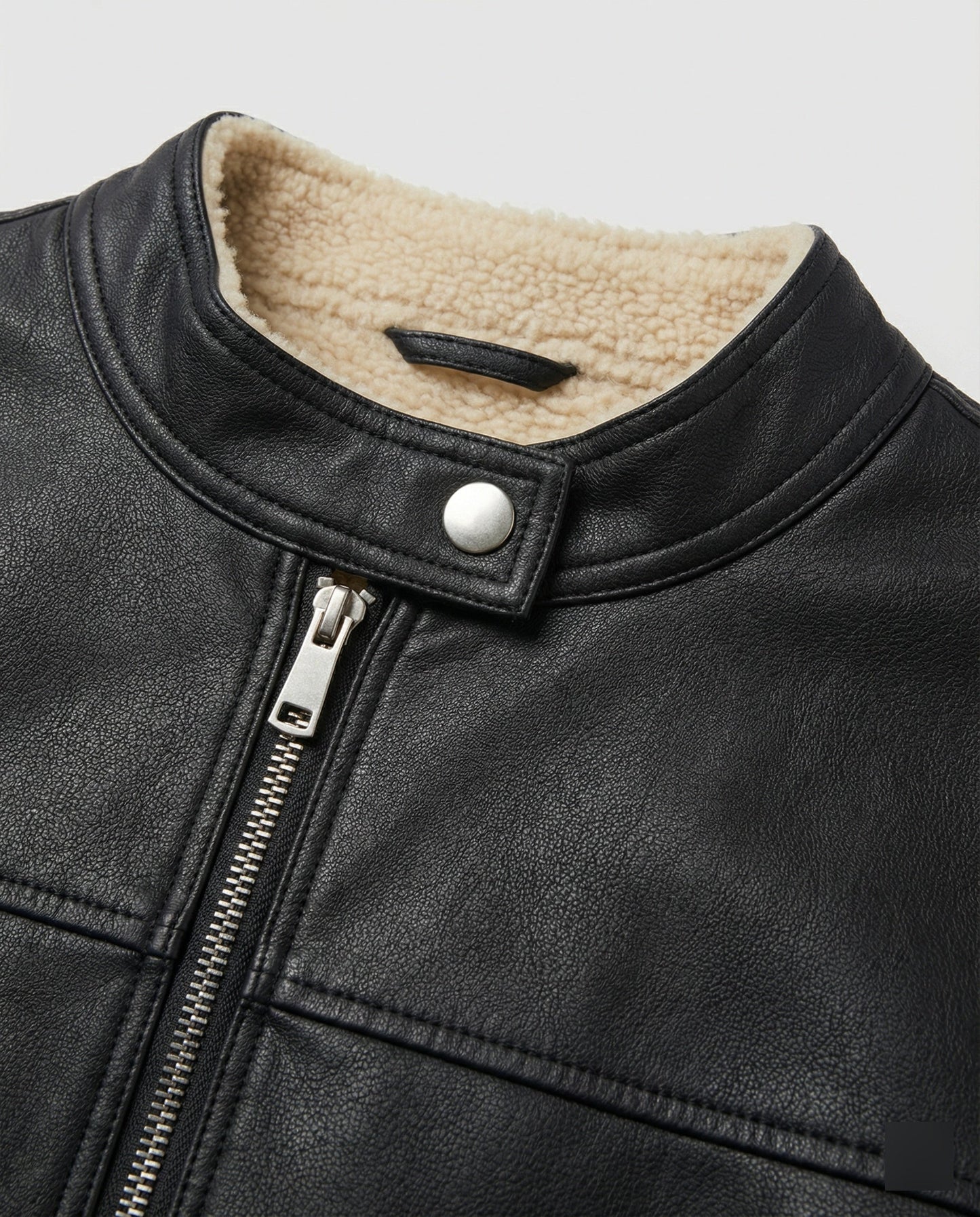 Kunstleder-Blouson Vegan Reißverschluss Stehkragen Style