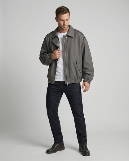 Weite Blousonjacke mit Reißverschluss und Elastiksaum Modern