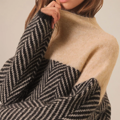 Damen Strickpullover Lockere Passform Hochkragen