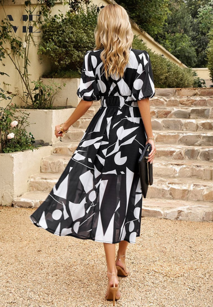 Wickelkleid Damen Midi Abstrakt Print Trendy