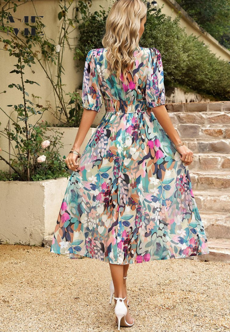 Wickelkleid Damen Midi Abstrakt Print Trendy