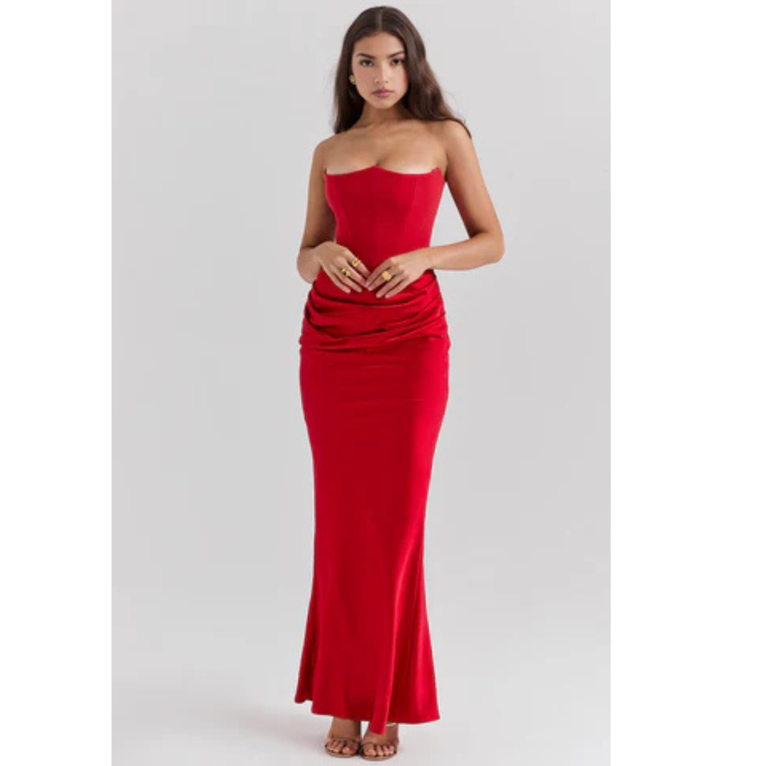 Damen Bodycon Kleid Lang Hochzeitsgästekleid Formal