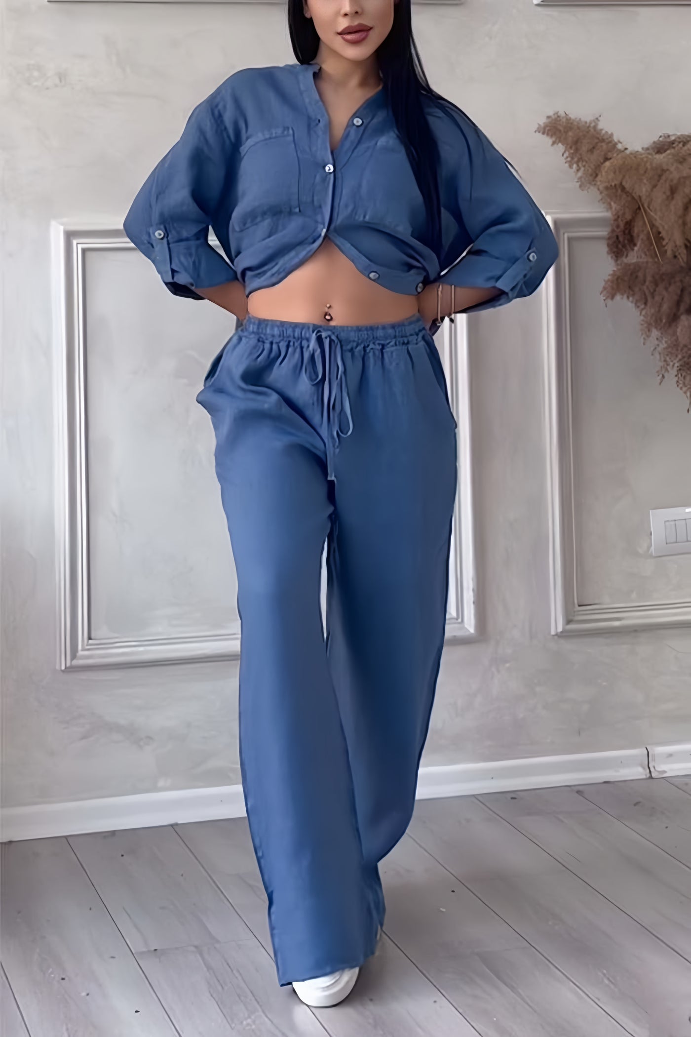 Stilvolles Leinen-Set Elegantes Sommeroutfit Damen