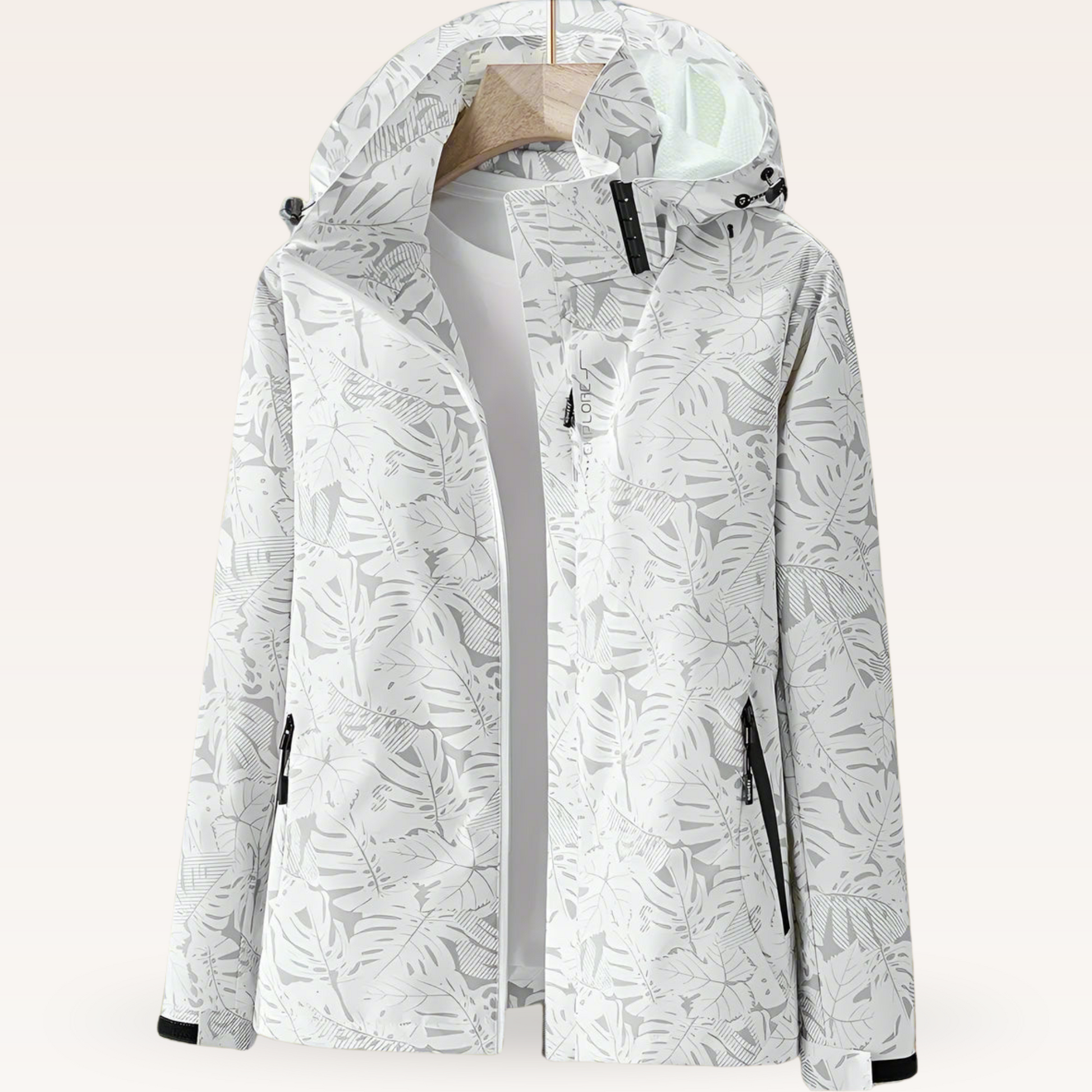 Damen Freizeitjacke Wasserabweisend Blattmuster Sportlich - BerlinGlamour