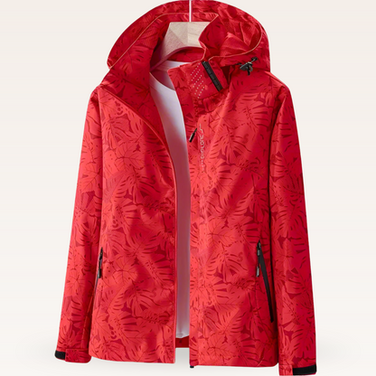 Damen Freizeitjacke Wasserabweisend Blattmuster Sportlich