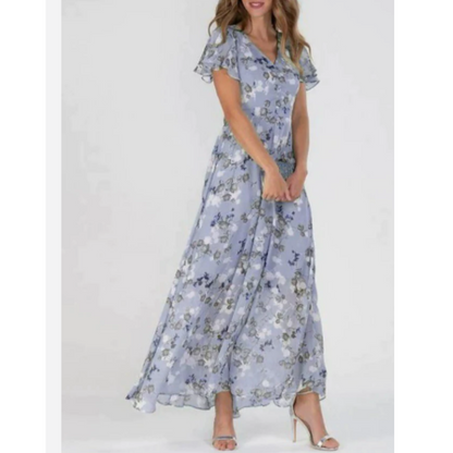 Boho Maxikleid Damen Flatterärmlig Lang