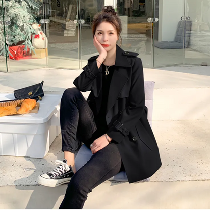 Damen Trenchcoat Lässig Modern Wasserabweisend