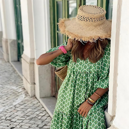 Sommerkleid für Damen V-Ausschnitt Kurzarm Leicht