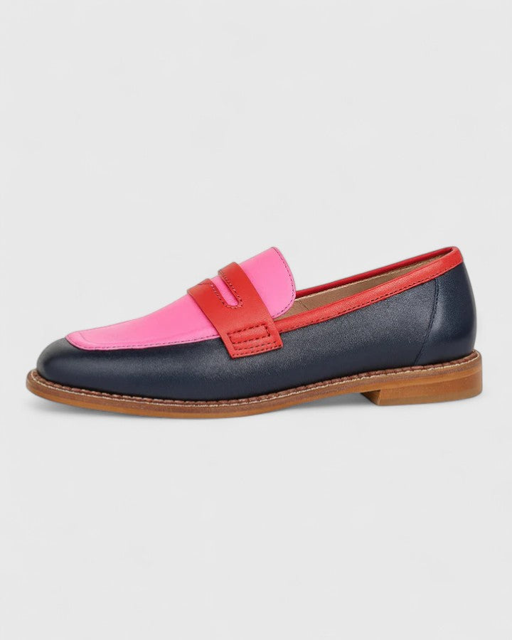 Damen Loafers Klassisch Rundkappe Modern Lederschuhe