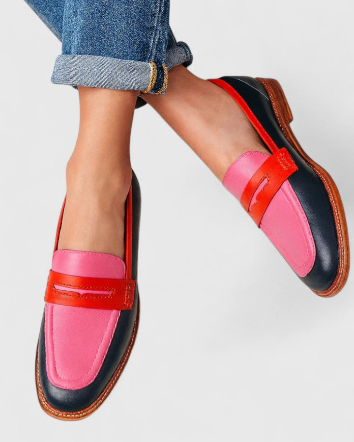 Damen Loafers Klassisch Rundkappe Modern Lederschuhe - BerlinGlamour