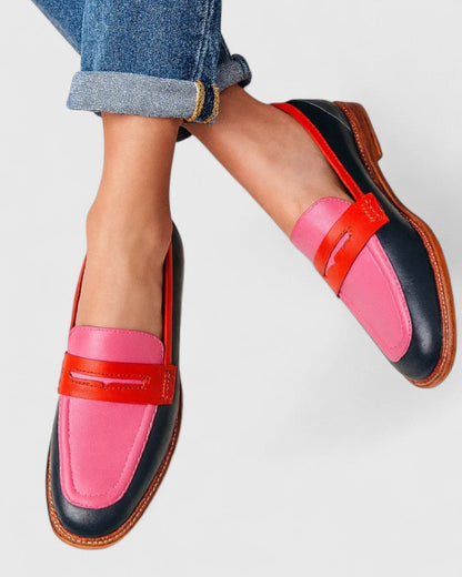 Damen Loafers Klassisch Rundkappe Modern Lederschuhe - BerlinGlamour