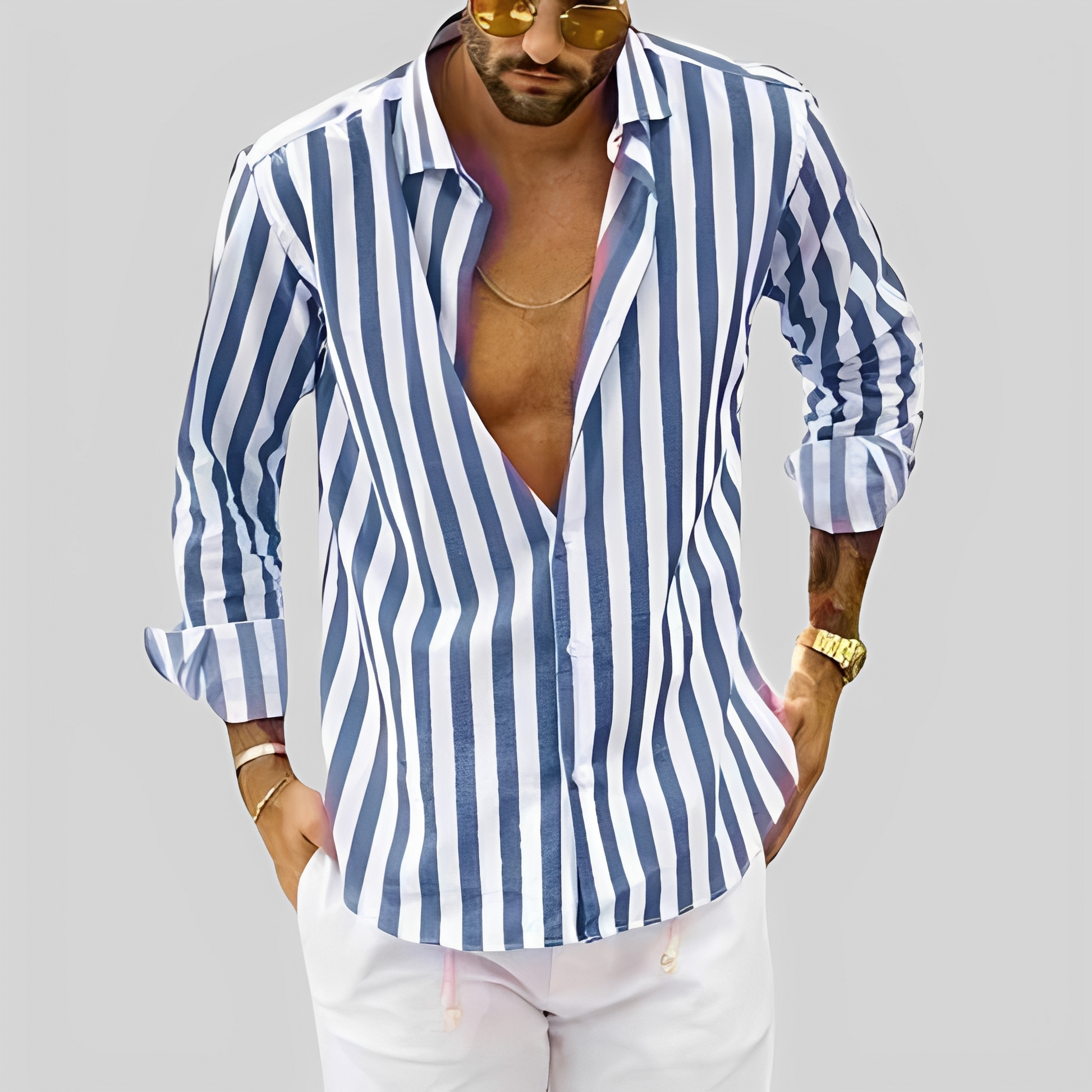 Herrenhemd Streifenmuster Modern Slim Fit - BerlinGlamour
