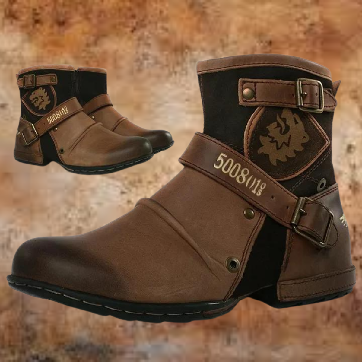 Herrenstiefel Vintage Stil Leder Braun