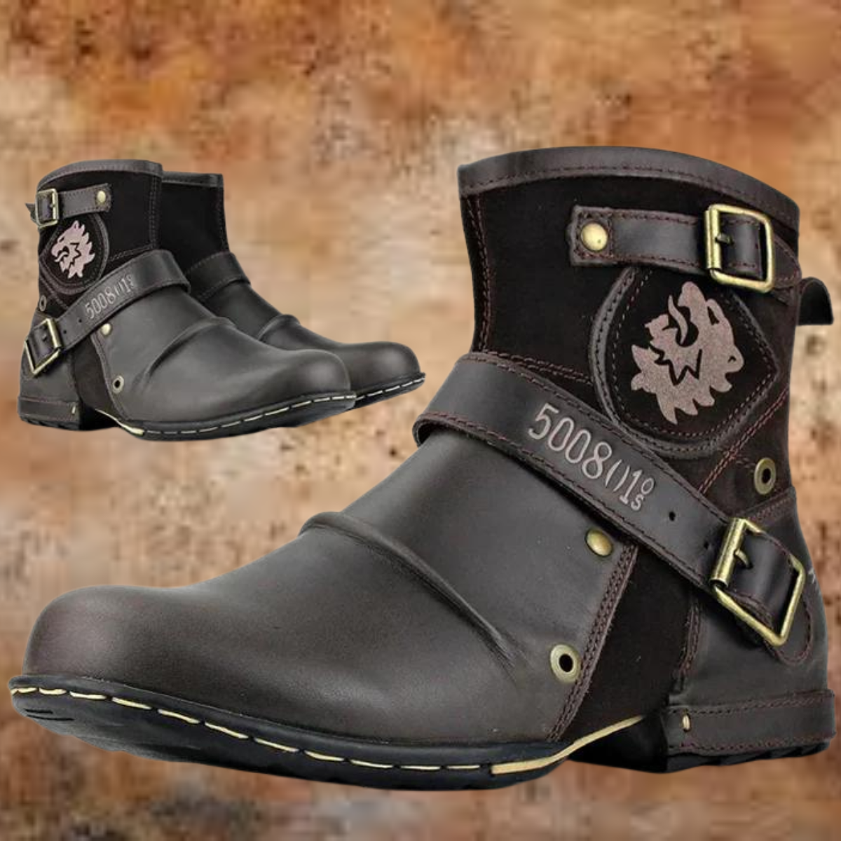 Herrenstiefel Vintage Stil Leder Braun
