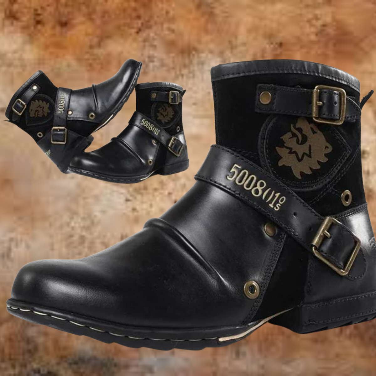 Herrenstiefel Vintage Stil Leder Braun