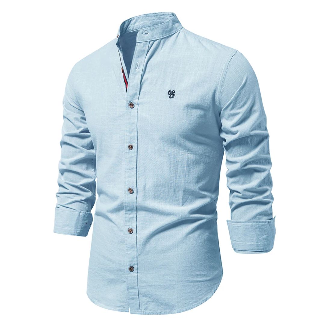 Herren Hemd Rundhals Ausschnitt Modern Slim Fit