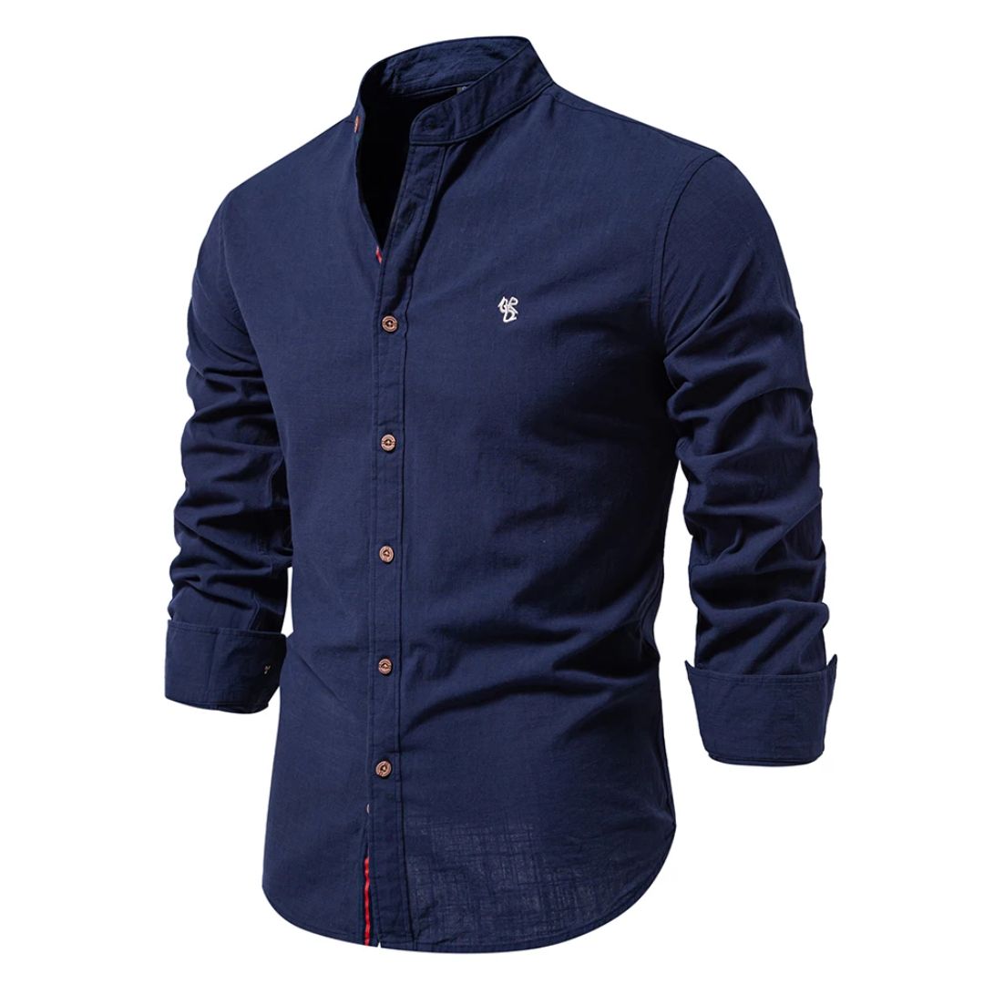 Herren Hemd Rundhals Ausschnitt Modern Slim Fit