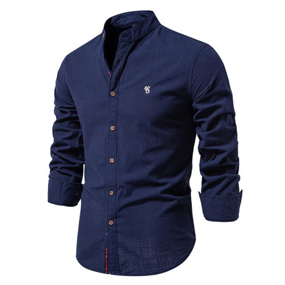Herren Hemd Rundhals Ausschnitt Modern Slim Fit