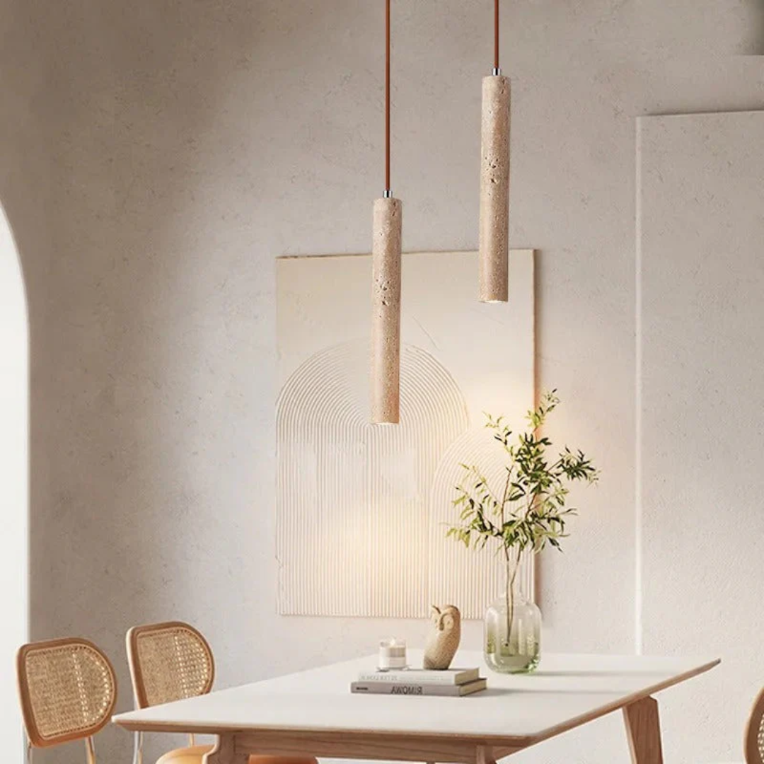Moderne LED Kronleuchter Travertin Minimalistisch Dimmbar