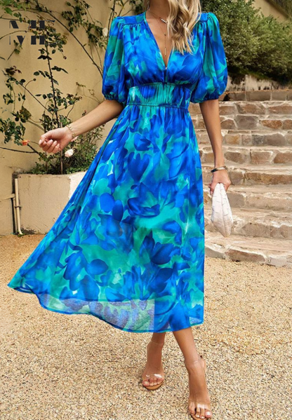 Wickelkleid Damen Midi Abstrakt Print Trendy