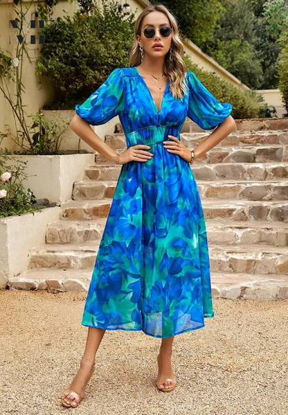Wickelkleid Damen Midi Abstrakt Print Trendy