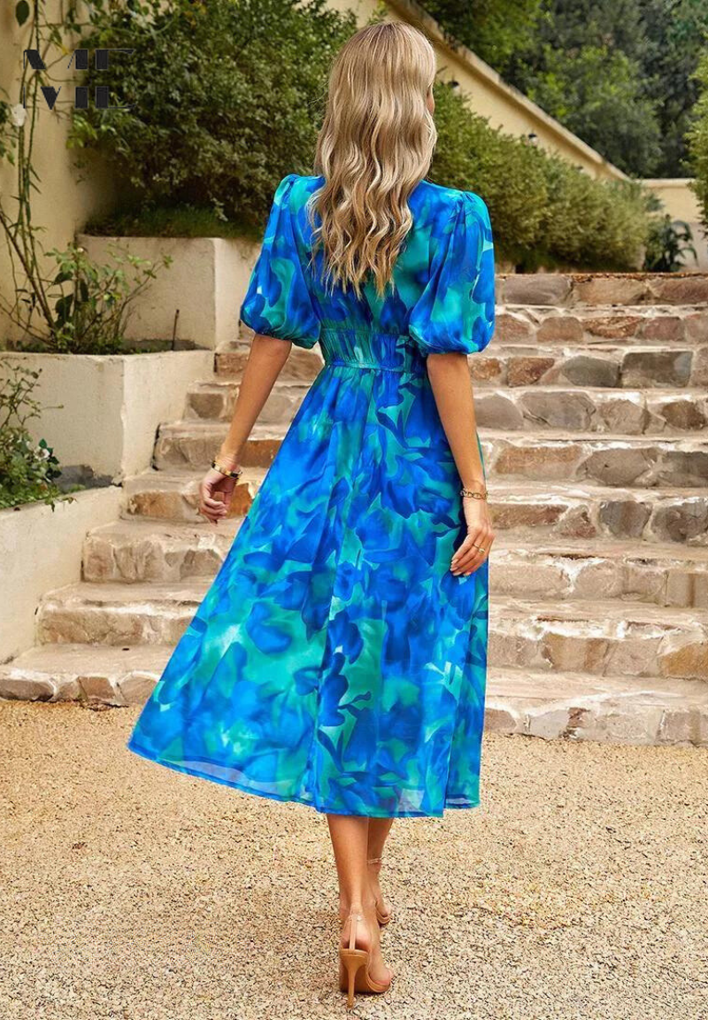 Wickelkleid Damen Midi Abstrakt Print Trendy