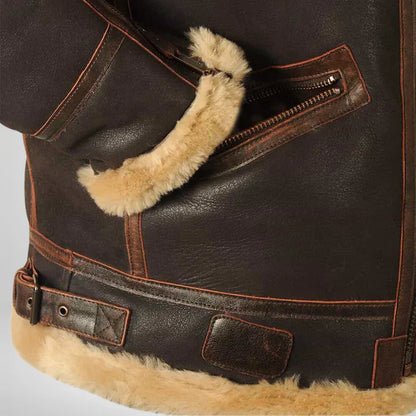 Exklusive Lederjacke mit Fellkragen Winter