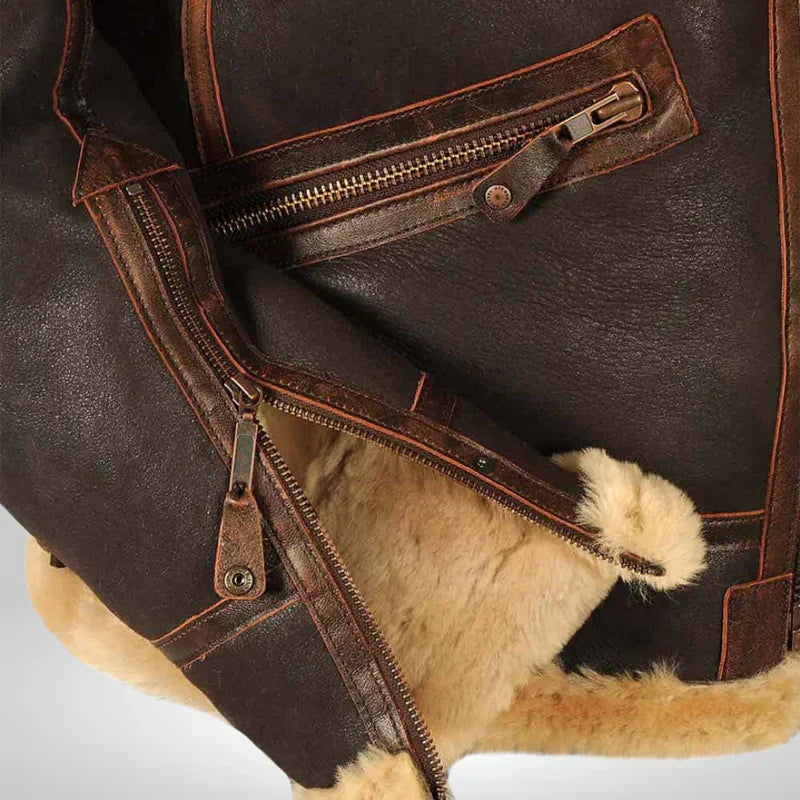 Exklusive Lederjacke mit Fellkragen Winter