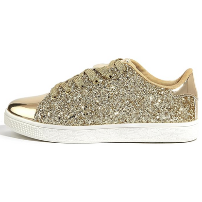 Damen Sneaker Schnürschuhe Fashion Glitzer