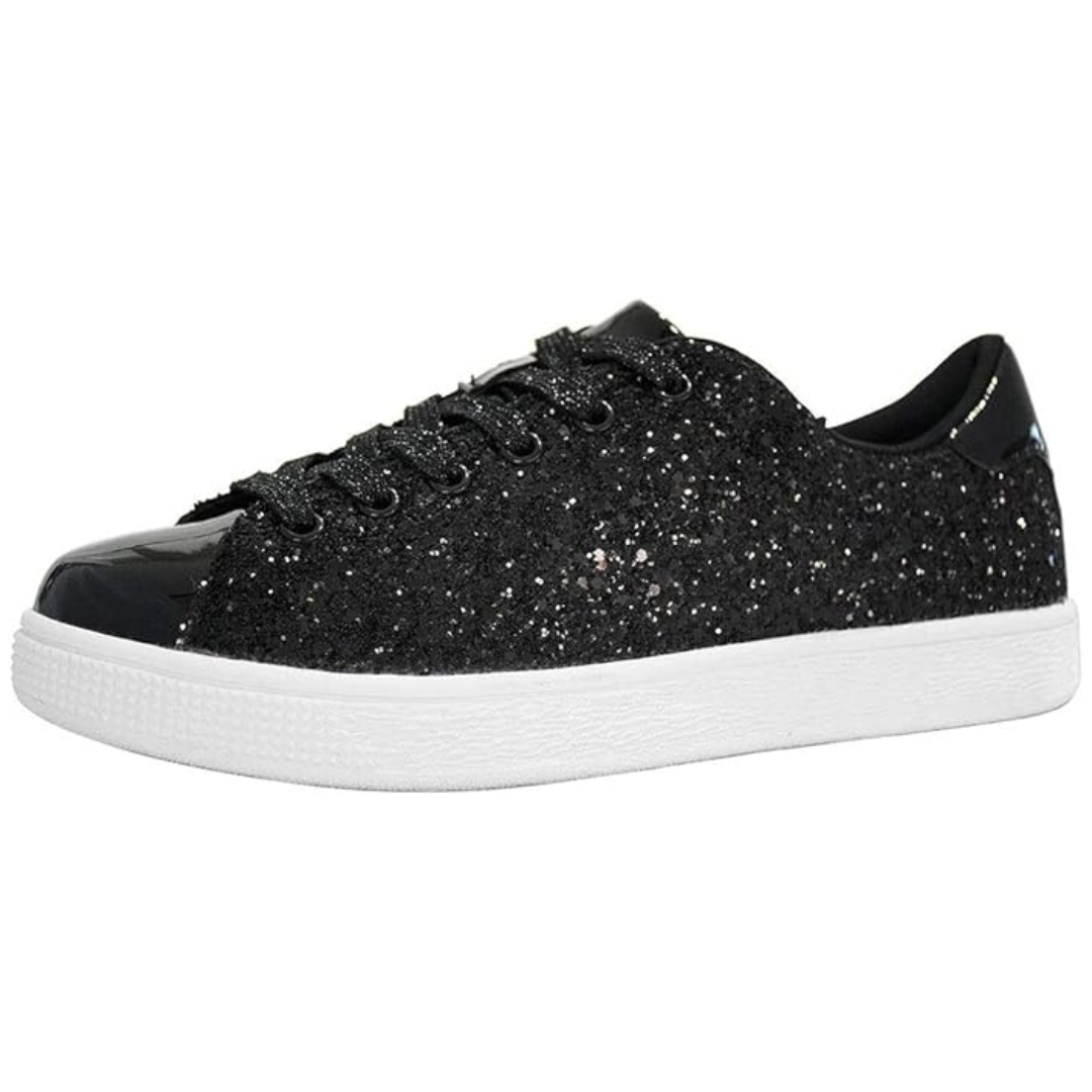 Damen Sneaker Schnürschuhe Fashion Glitzer