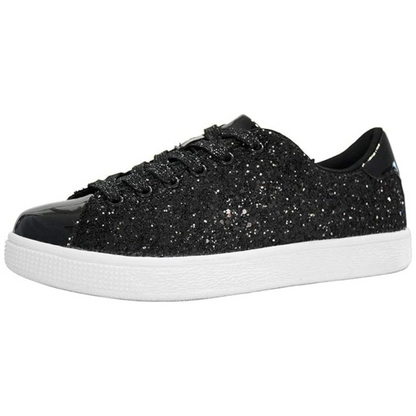 Damen Sneaker Schnürschuhe Fashion Glitzer
