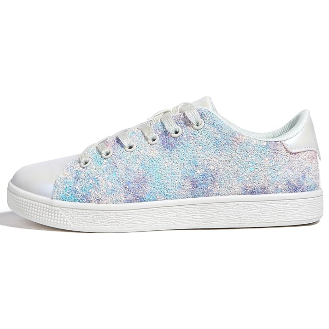 Damen Sneaker Schnürschuhe Fashion Glitzer