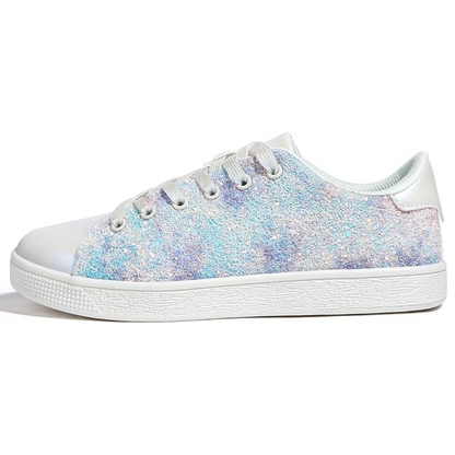 Damen Sneaker Schnürschuhe Fashion Glitzer