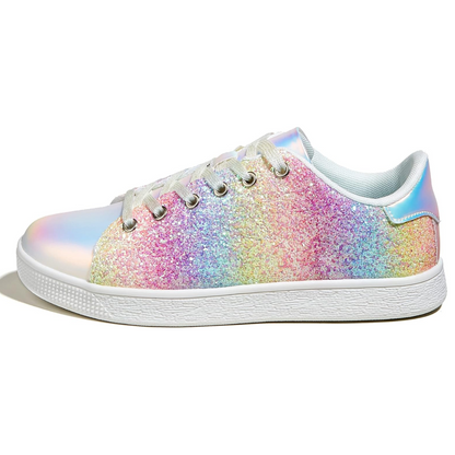 Damen Sneaker Schnürschuhe Fashion Glitzer