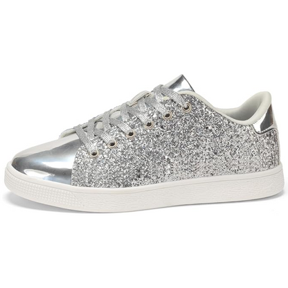 Damen Sneaker Schnürschuhe Fashion Glitzer