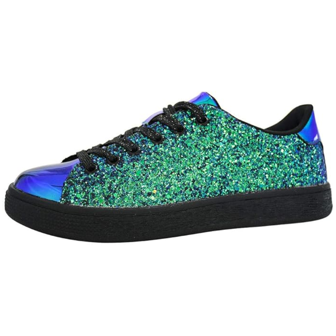 Damen Sneaker Schnürschuhe Fashion Glitzer