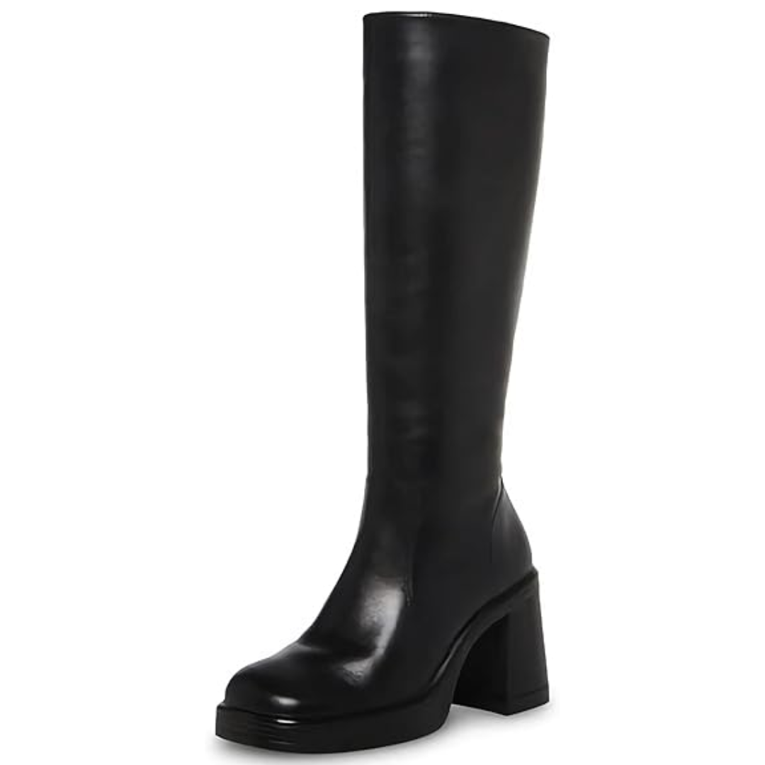 Lederstiefel Plateau Absatz Damen Blockheel