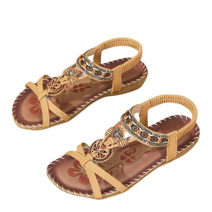 Flache Sandalen Damen Schmetterling Boho Strass