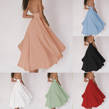 Satin-Kleider Damen Überkreuz Träger Elegent