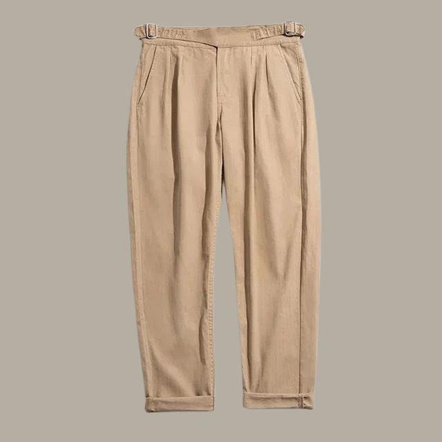 Herren Hose Plissierte Vorderseite Elegant Slimfit