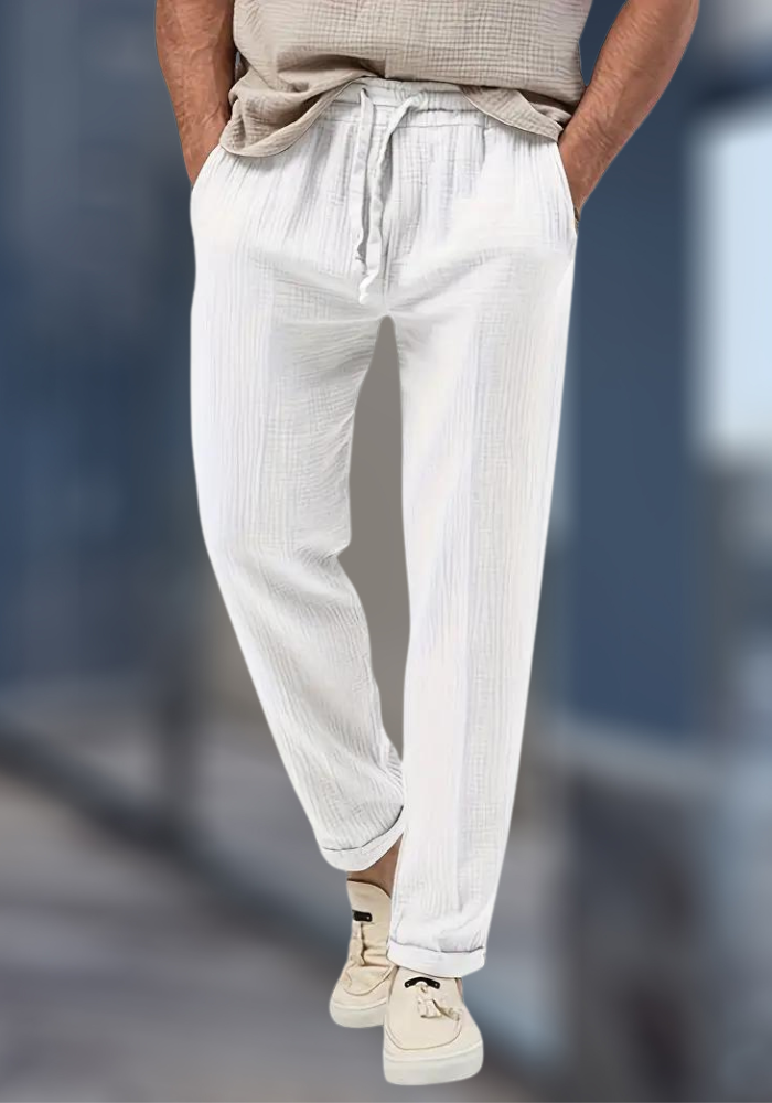 Herren Leinenhose Bequem Locker Leicht