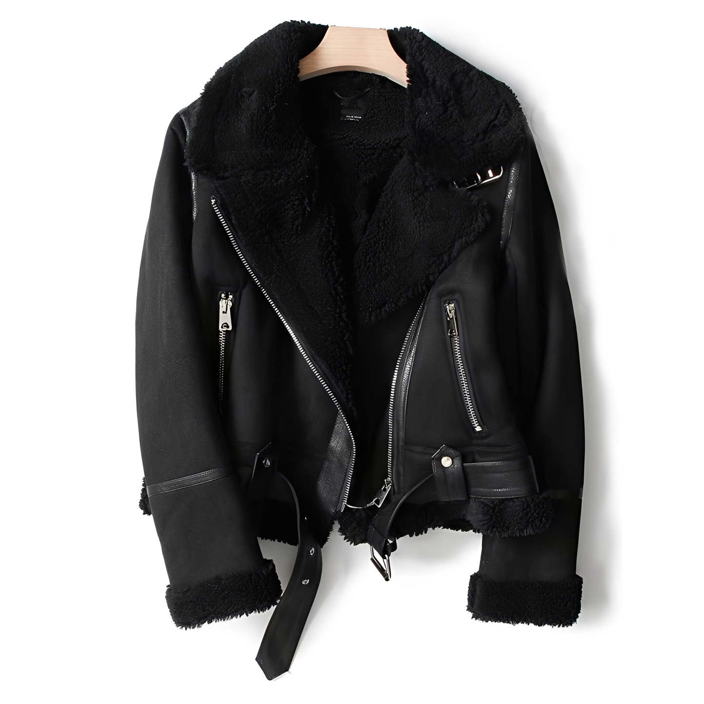 Lederjacke Damen Weich Warm Frauenjacke Schwarz