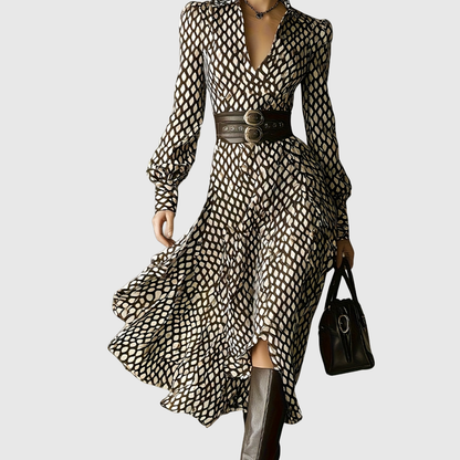 Elegante Robe mit Rautenmuster Tailliert Damen - BerlinGlamour
