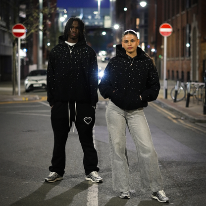 Glitzer Hoodie Oversized Unisex mit Strasssteinen - BerlinGlamour