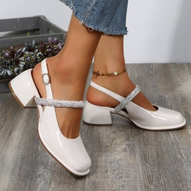 Weiße Pumps Glitzer Schuhe Damen High Heel - BerlinGlamour